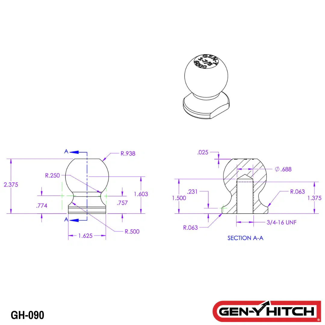 Universal Bolt-On 1 7⁄8" Ball (GH-090) - Image 2